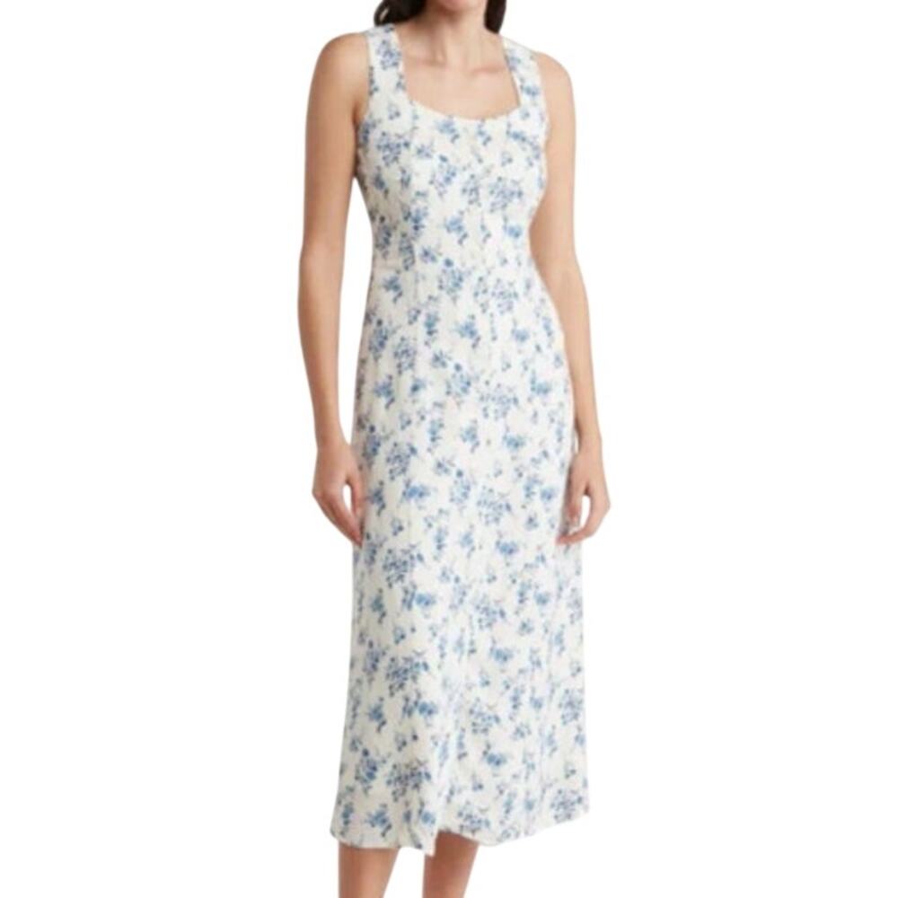 Blu Pepper Floral Button Front Midi Dress Medium